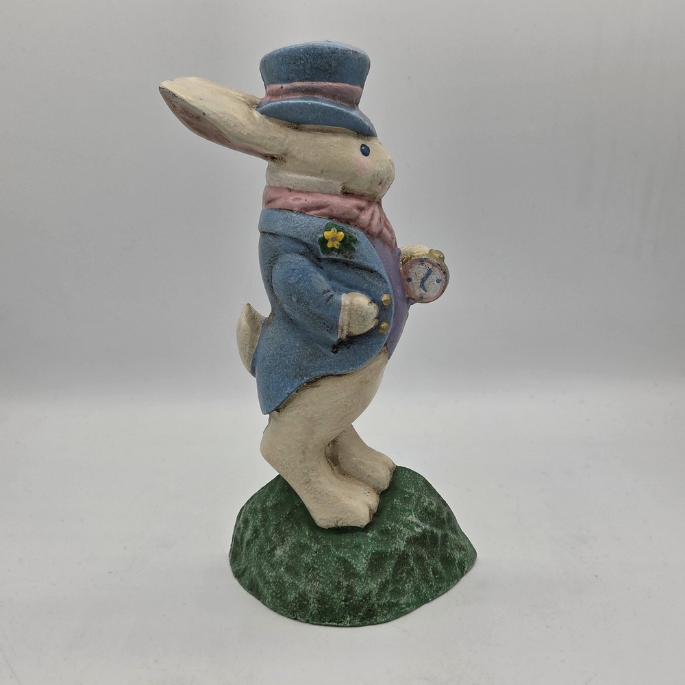 Midwest Importer Cast Iron Bunny Doorstop Alice In Wonderland White Rabbit Heavy